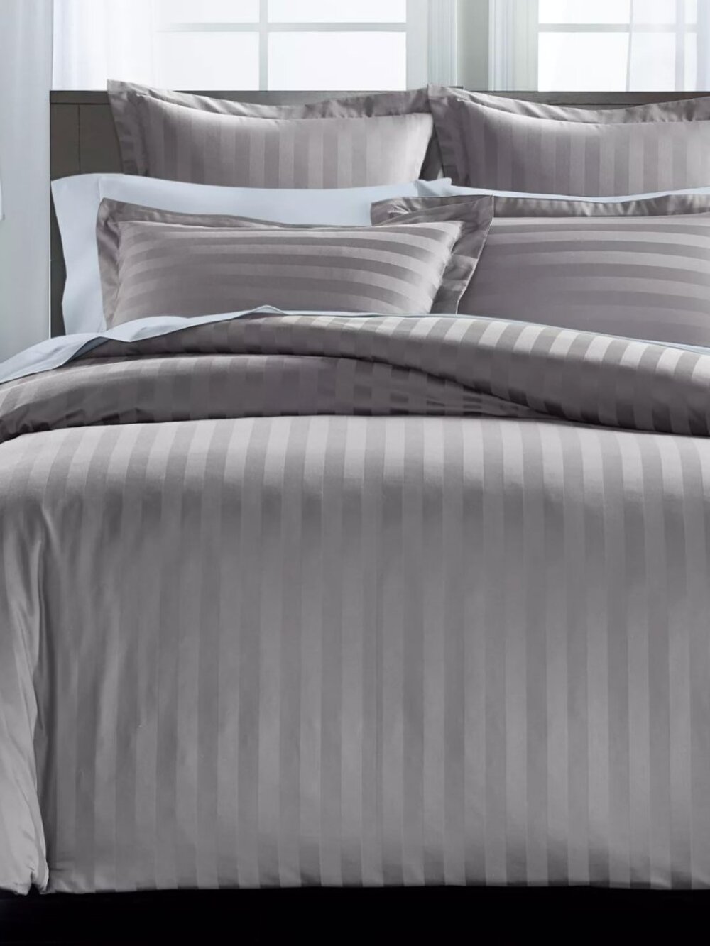Charter Club Striped 550 Thread Count 100% Cotton 3-Pc. Duvet Set, Full/Queen